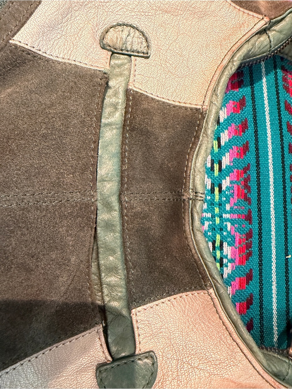 Marc Jacobs Vintage Colorblock Leather Suede Hobo Shoulder Bag Green - Picture 6 of 13